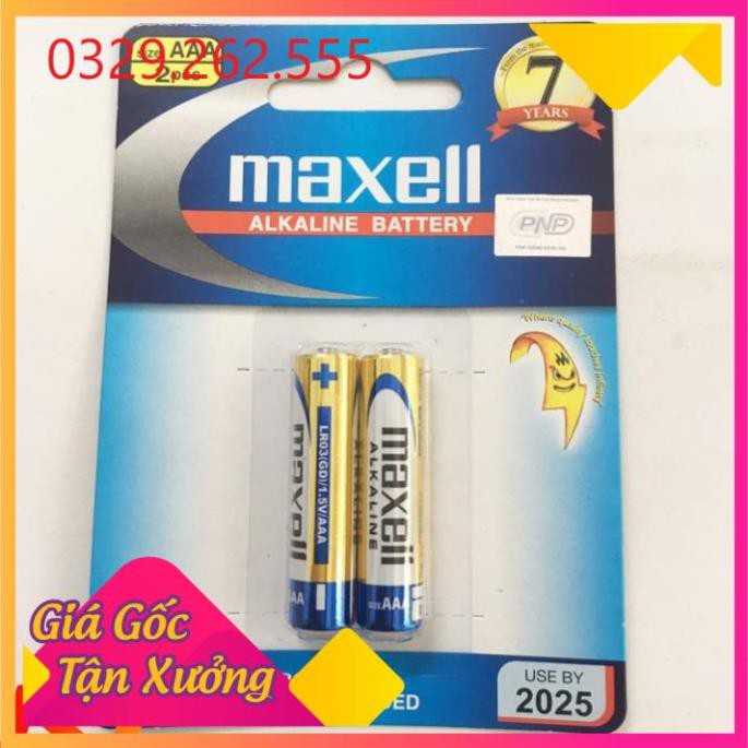 (Sale Khủng)  Vỉ 2 viên pin khô Pin AAA Maxell alkaline 1.5v LR03 chính hãng