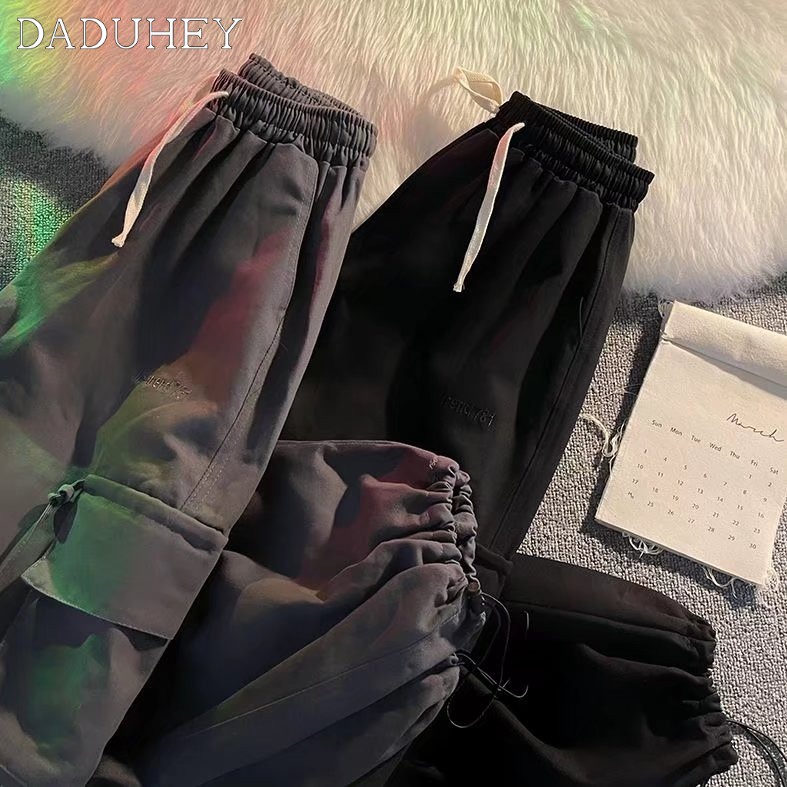 DaDuHey🔥 Men's Fashion Brand Summer Thin Overalls Trendy Loose Wide Leg Leisure Pants Ins Hong Kong Style Fashion Ankle Banded Pants