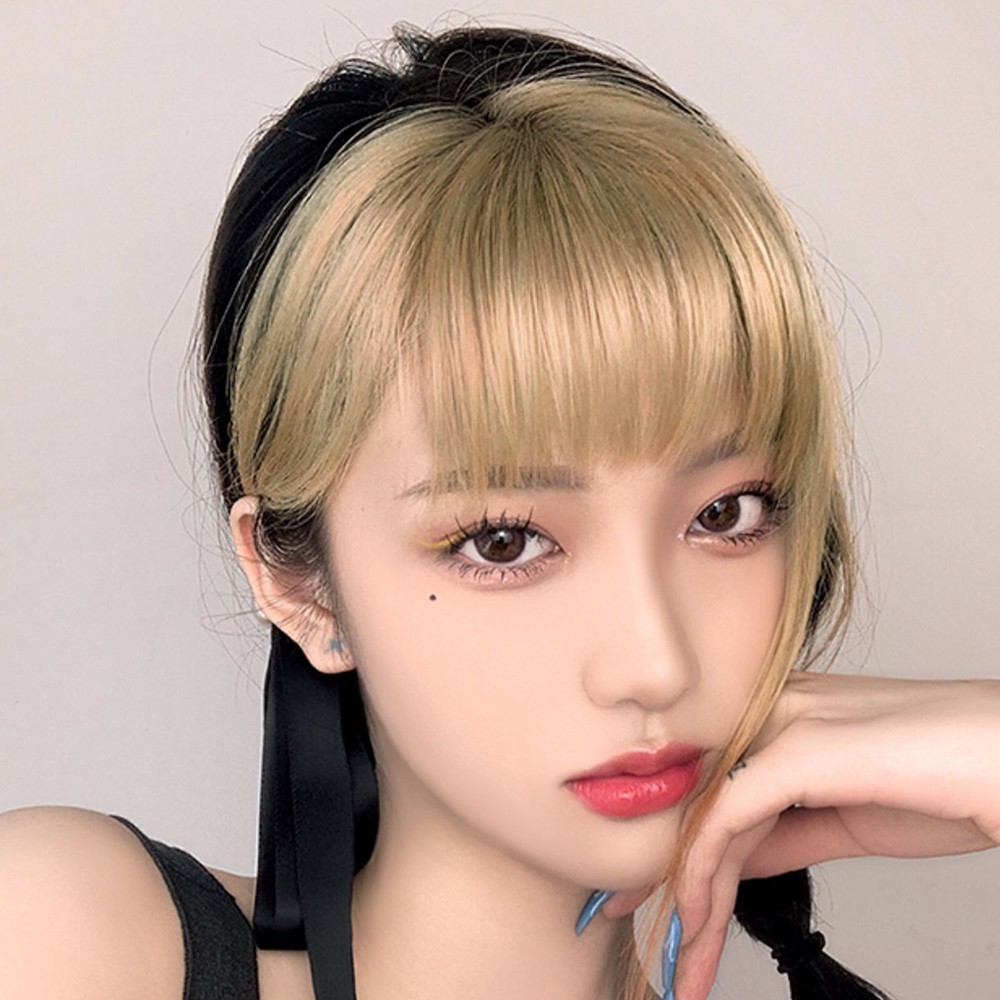 tóc giả nhuộm 1 Kẹp Tóc Mái Giả Màu Vàng Đồng Thời Trang Dành Cho Nữ