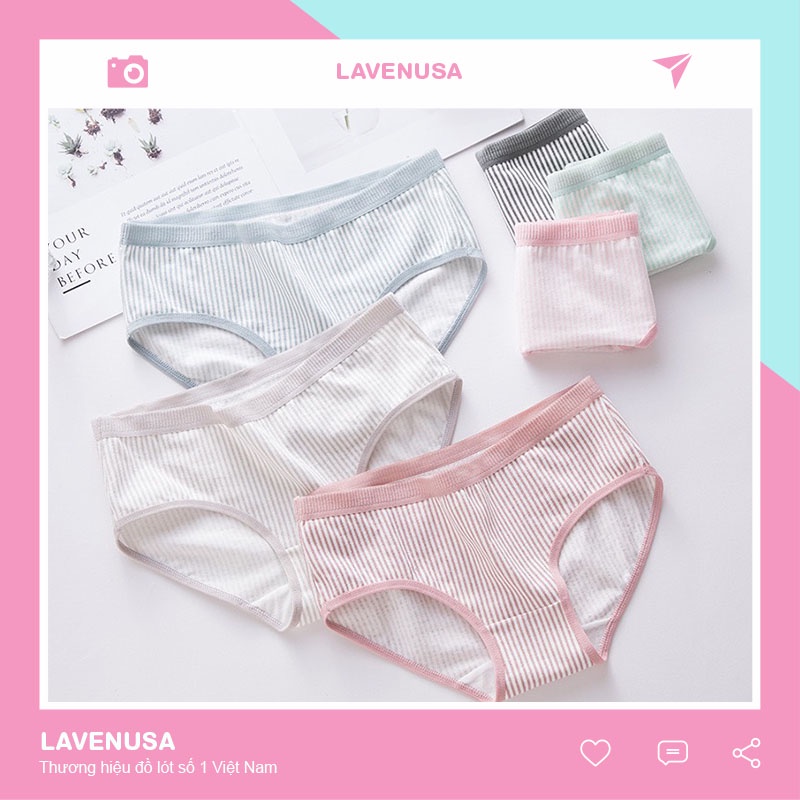Quần lót nữ kháng khuẩn Cotton kẻ sọc thoáng khí cao cấp LAVENUSA QL34