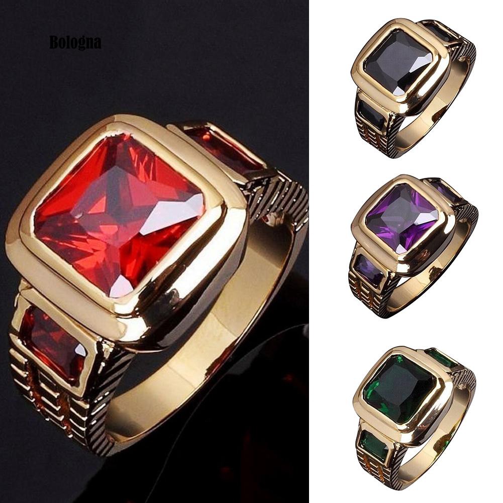 ♦Nhẫn Đính Đá Giả Hình Vuông Thời Trang Cho Nam