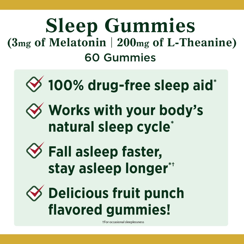 [HÀNG MỸ] Kẹo Dẻo Nature’s Bounty Sleep Gummies 3mg Melatonin Hỗ Trợ Giấc Ngủ 60 viên [SeeMe beauty]