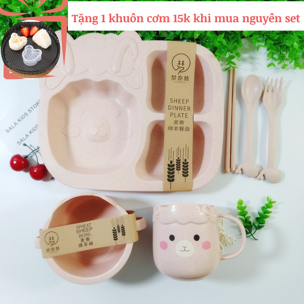 Khay Ăn Dặm Lúa Mạch Khay Cơm Đựng Thức Ăn Cho Bé Hình Cừu Xinh Xắn SALA KIDS