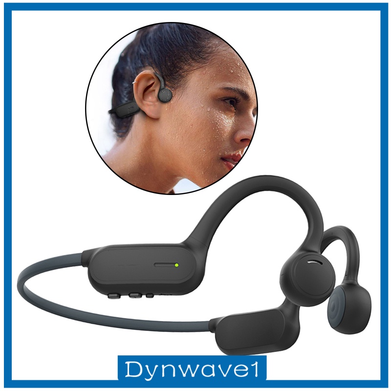 [DYNWAVE1]Open Ear Bone Conduction Headphones IPX4 Stereo for Fitness Cycling Black