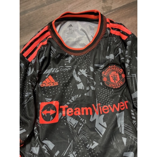 Set Bộ quần áo thể thao bóng đá vải gai thái logo thêu đầy đủ clb mu manchester united áo xám 3d quần đen 2022