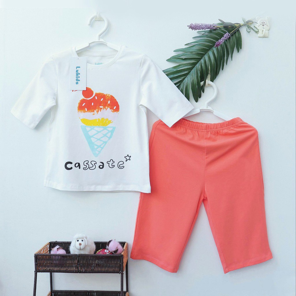 Bộ lửng bé gái Lukids, cotton 100% co giãn 4 chiều, L03