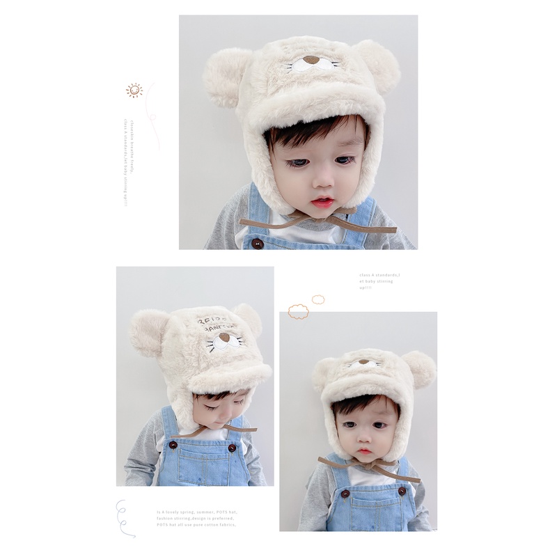 Mũ lông tai gấu đáng yêu lông siêu mượt cho bé từ 6 tháng- 2 tuổi