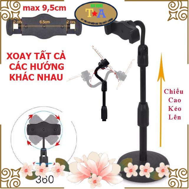 Giá Đỡ Điện Thoại Để Bàn Kẹp Điện Thoại Livestream Xem Video Xoay 360 Độ