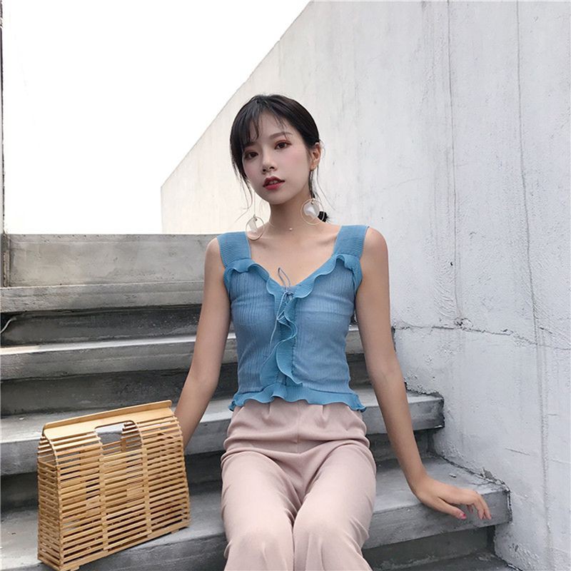 Áo không tay dệt kim màu trơn gợi cảm cho nữ | BigBuy360 - bigbuy360.vn