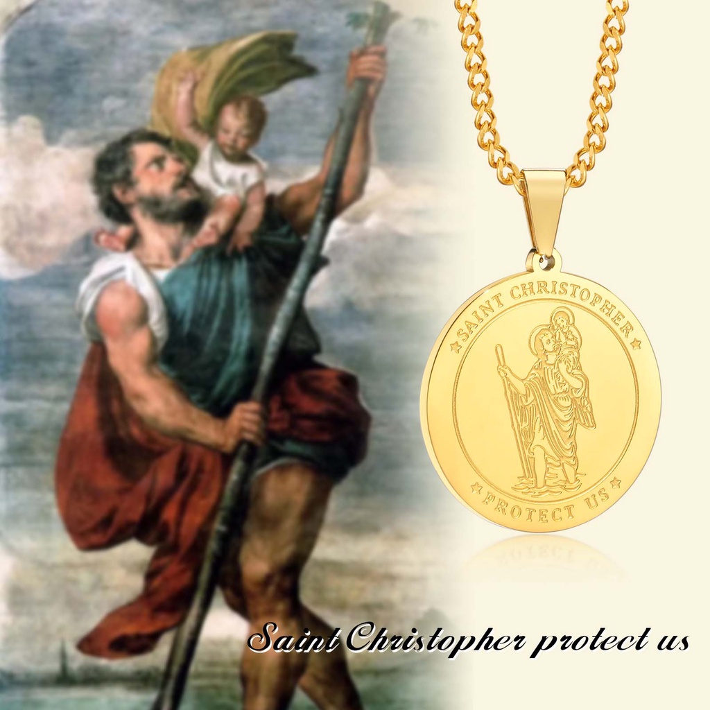 Dây Chuyền Mặt Thánh Christopher Michael The Archangel Bằng Thép Không Gỉ 45 / 50 / 60 / 70cm