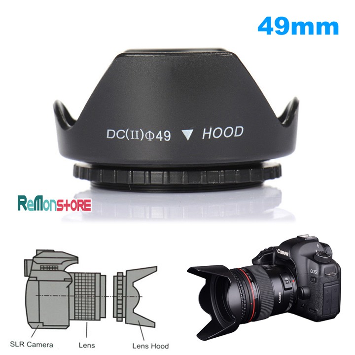 Loa che nắng Lens Hood hoa sen vặn ren cho ống kính phi 49mm