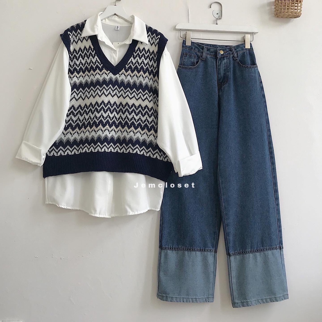 Quần Jean Nữ Dài JEMCLOSET Zione Quần Baggy Ống Lai 2 Màu Trẻ Trung Năng Động Dễ Dàng Mix Đồ Theo Nhiều Tips Xinh - 2571