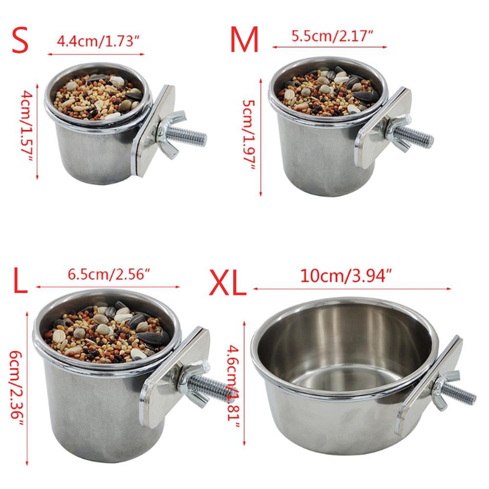 Cốc Đựng Thức Ăn Bằng Thép Không Gỉ Cho Chim Vẹt