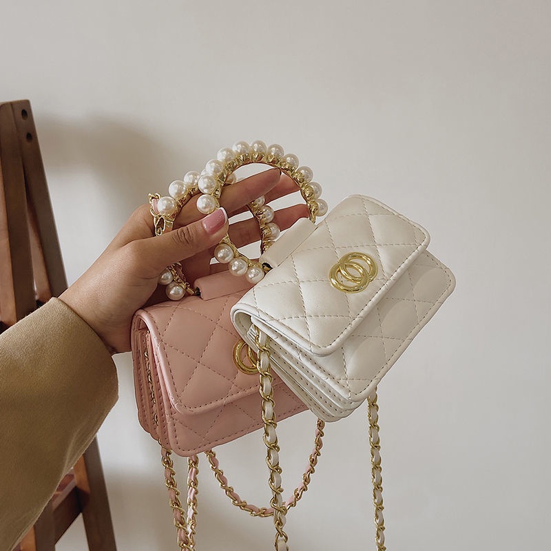 Túi Đeo Chéo Mini Đựng Điện Thoại Đính Ngọc Trai Sang Trọng