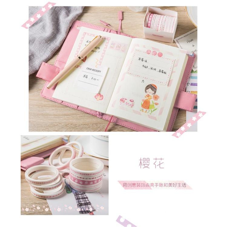 Bộ 10 Cuộn Băng Keo Giấy Trang Trí DIY Dễ Thương