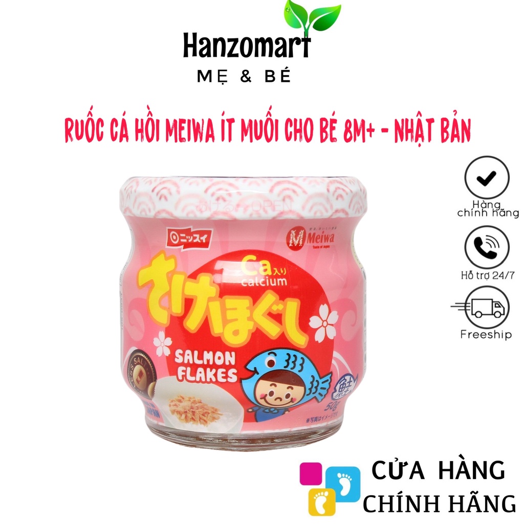 Ruốc cá hồi Meiwa vị ít muối chính bổ sung DHA, EPA, omega-3, Ca cho bé từ 8 tháng chính hãng [Ruốc Meiwa]