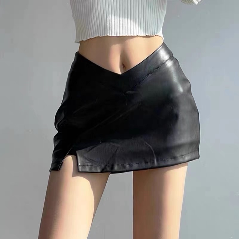 Váy da nữ thiết kế chữ V cạp thấp mùa hè