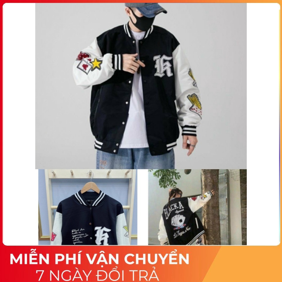 Áo Bomber Tay Da K Dáng Unisex, Dáng Rộng Khóa Bấm dưới 74kg - Tay In Chữ G037 - zeni69 store