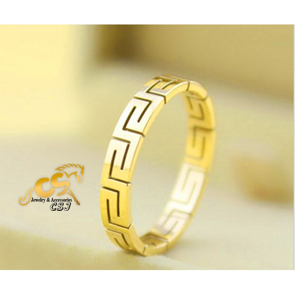 Nhẫn titan vạn lý tường thành mạ vàng 24k