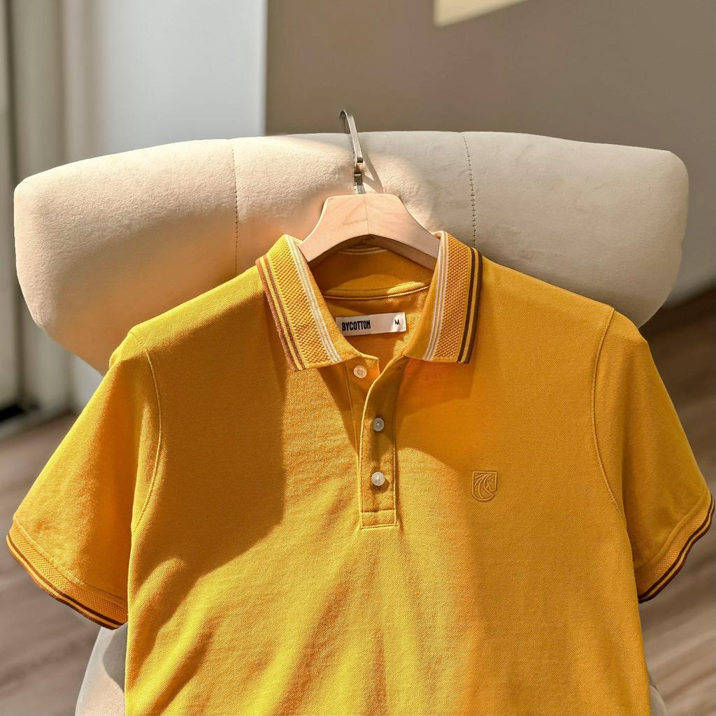 Áo Thun Nam Cao Cấp Polo Premium Basic Yellow Bo Tổ Ong BY COTTON