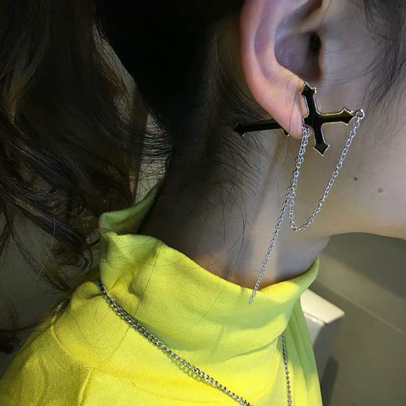 Bông tai dạng dài hình chữ thập độc đáo