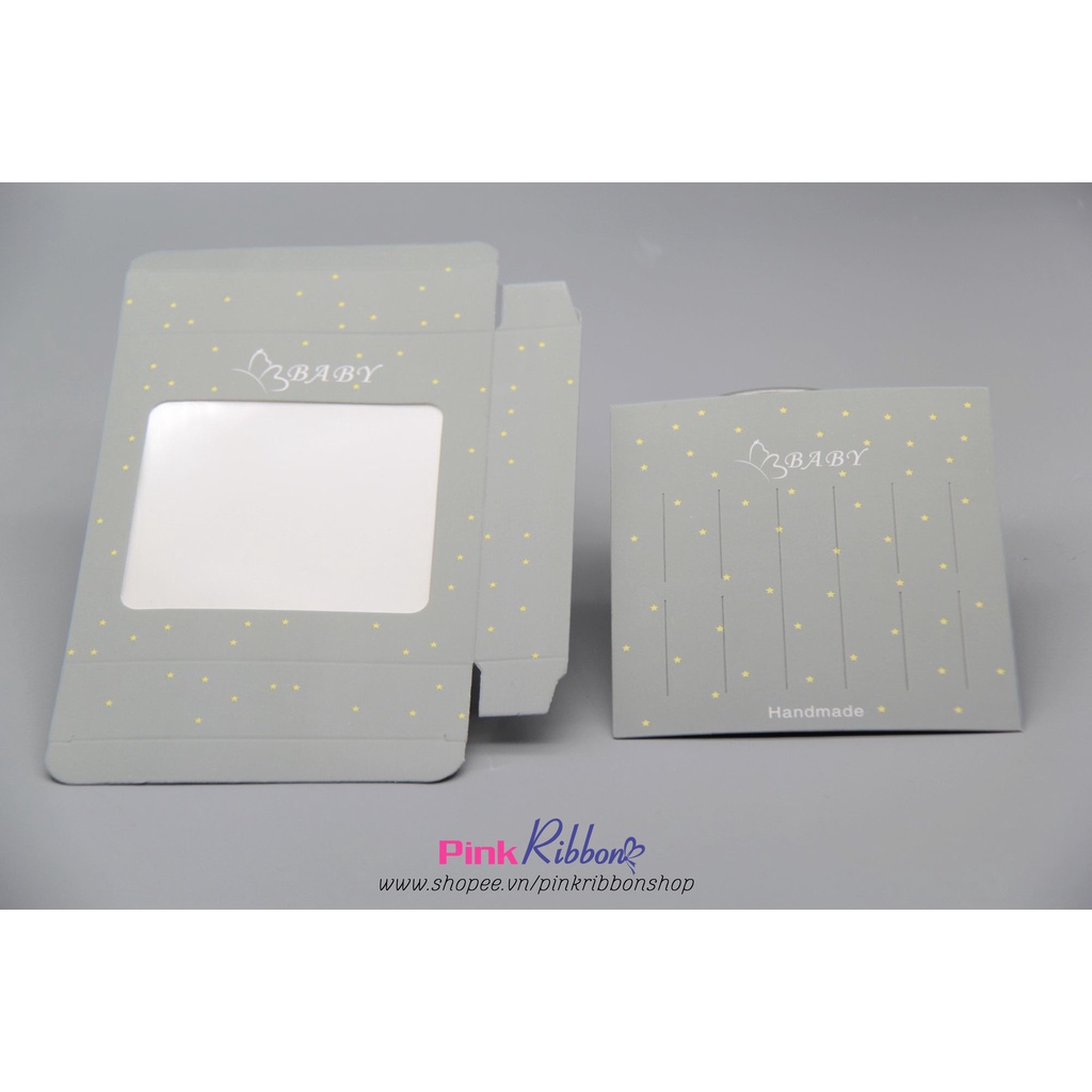 Hộp đựng set bờm/set kẹp màu ghi 2 cỡ