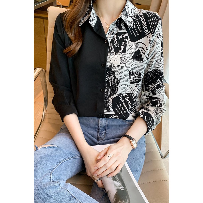 Áo Sơmi DàI Tay In Hoa BằNg VảI Chiffon Cho Nữ