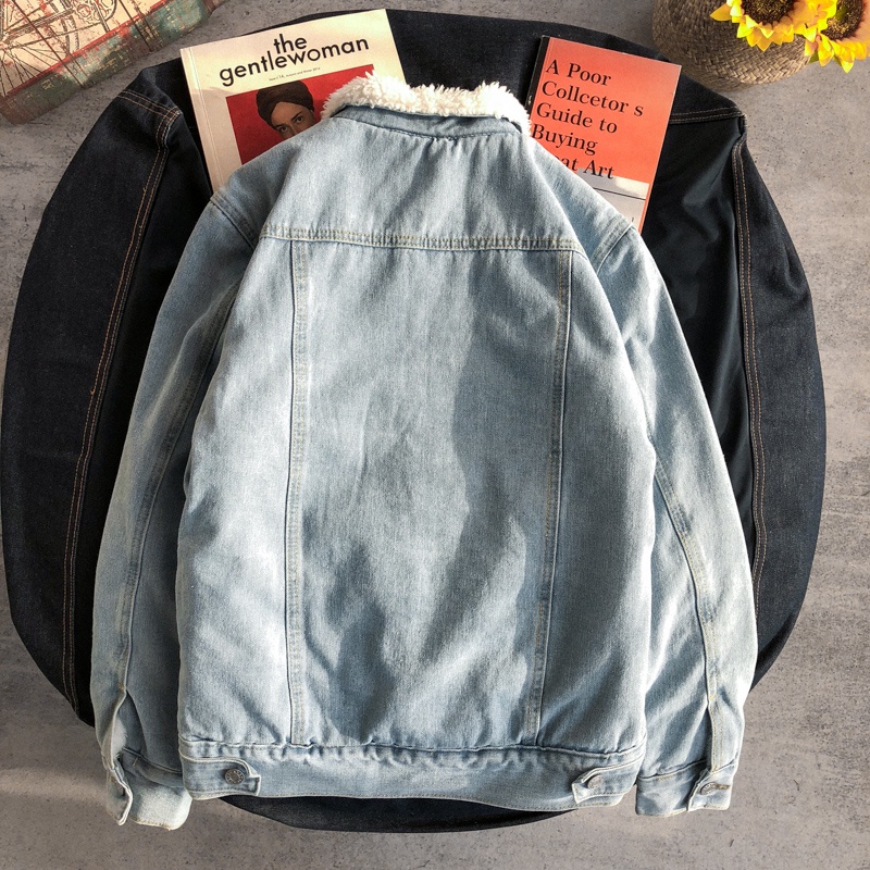 Áo khoác jean nam lót lông cừu hàng quảng châu cao cấp