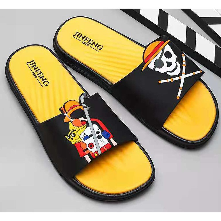 Slippers men's home flow animation non-slip flip flops Luffy beach sandals