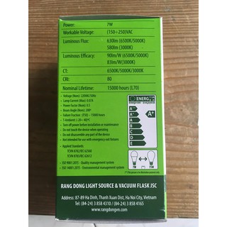 Bóng Đèn Led Bulb RẠNG ĐÔNG 7W A60N3 E27