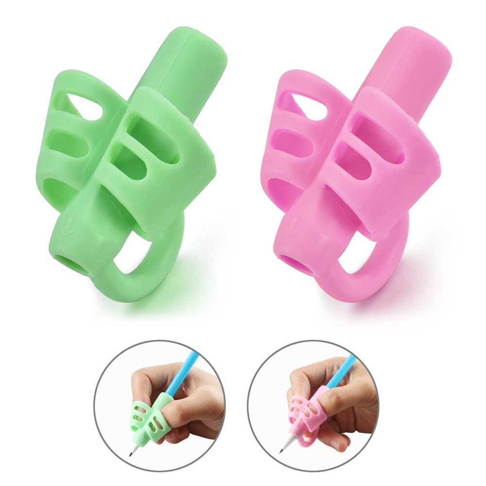 1 Dụng Cụ Hỗ Trợ Cầm Bút Đúng Tư Thế Cho Bé Bằng Silicon Ba Ngón Màu Sắc Ngẫu Nhiên