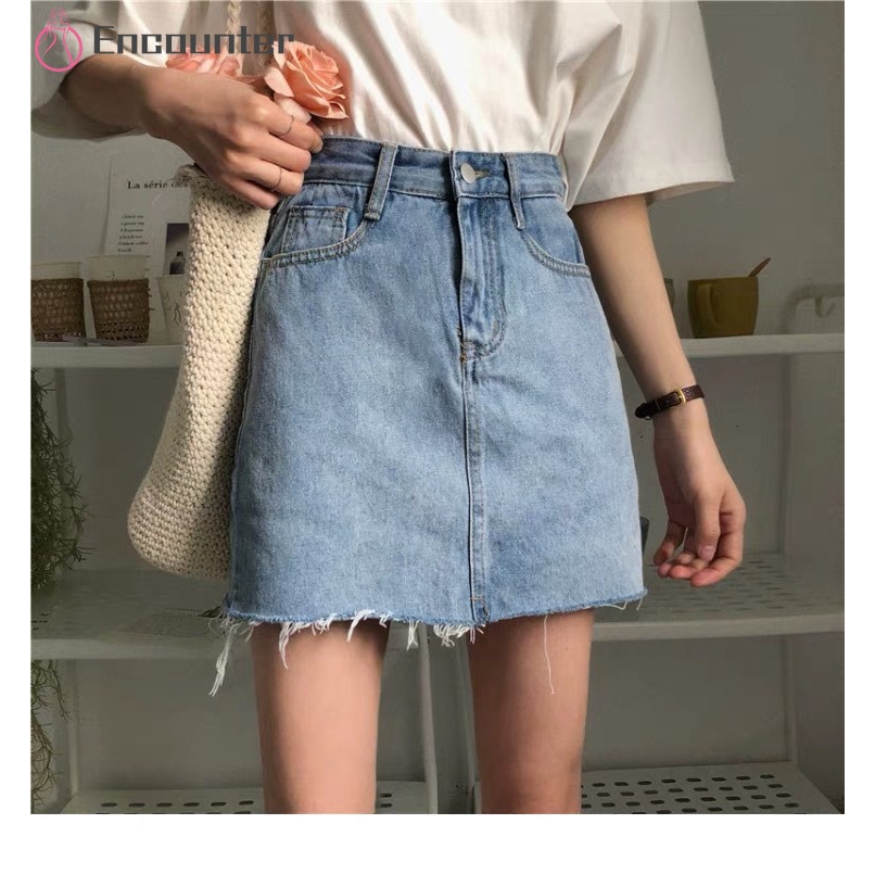 Chân váy Jeans eo cao phong cách trẻ trung năng động