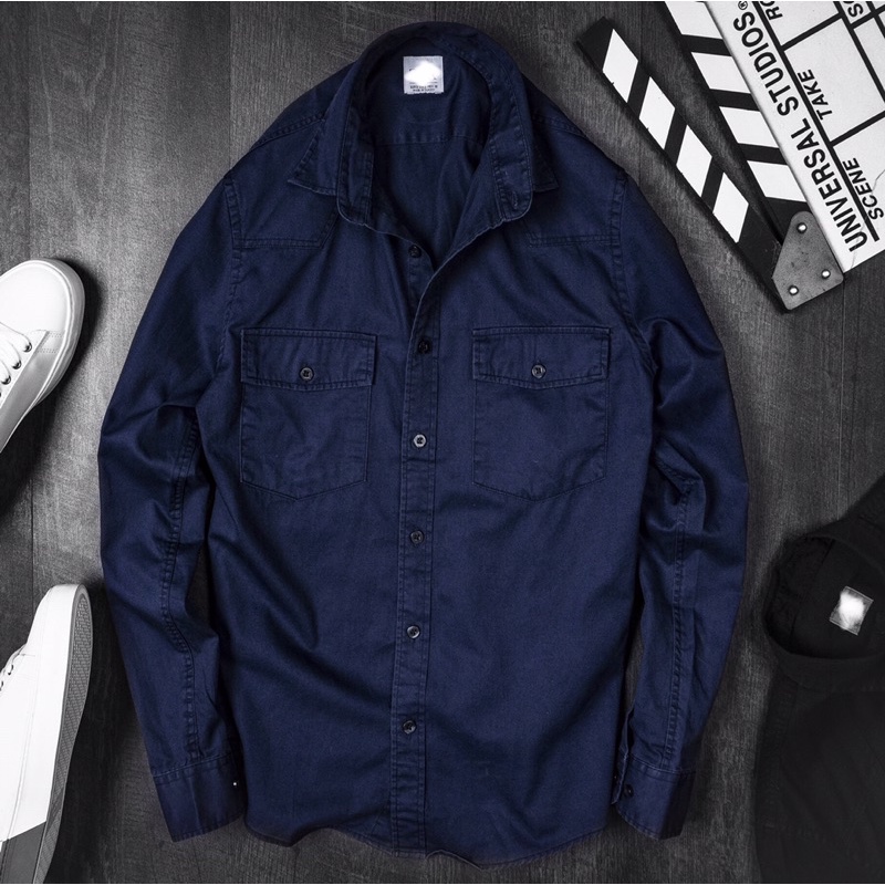 Áo sơ mi nam chất liệu kaki jean dài tay cao cấp, Áo sơ mi nam dài tay