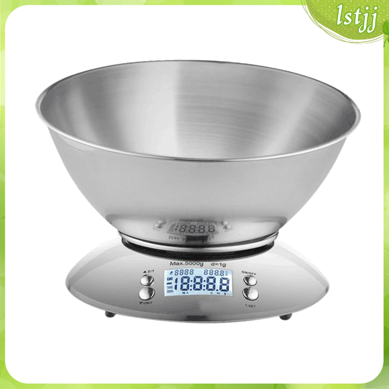 Digital Kitchen Scale, Electronic Powder Food Scale with Removable Bowl, for Cooking Baking, Room Temperature and Alarm Timer