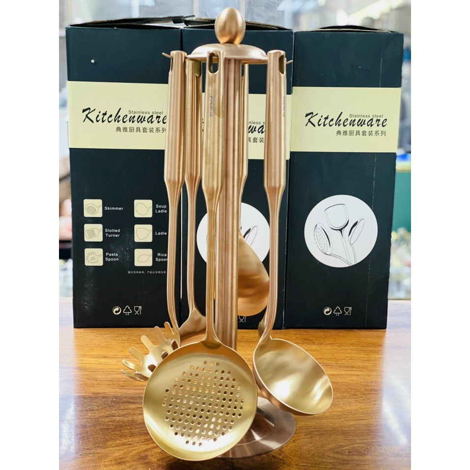 Bộ Dụng Cụ Nấu Ăn Bằng Thép Không Gỉ 304 Cao Cấp