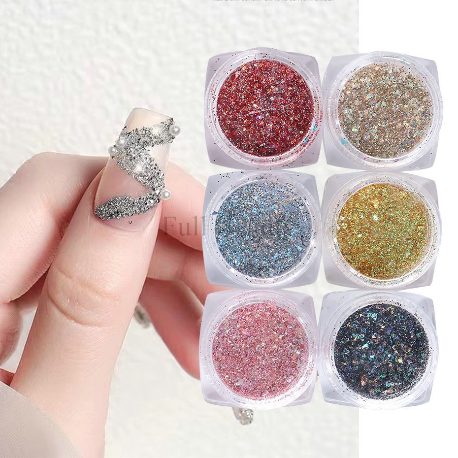 Set 6 Hộp Kim Tuyến Lấp Lánh Trang Trí Móng Tay
