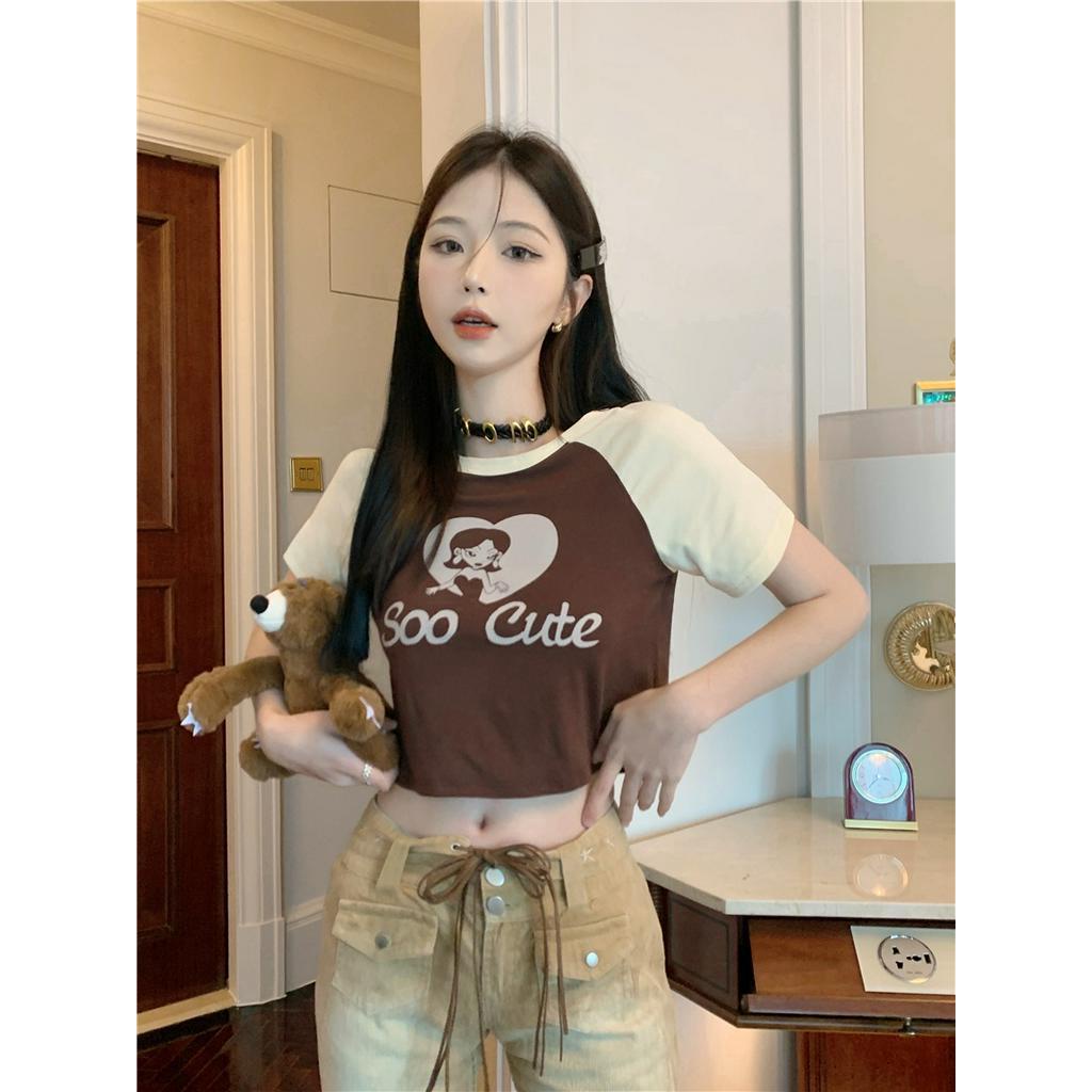 Áo Thun Tay Ngắn Dáng Ôm Màu Sắc Tương Phản Thời Trang 51623