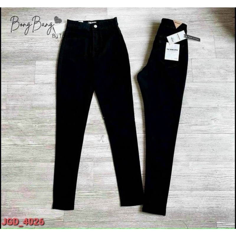 Quần jeans nữ lưng cao trơn ôm body lưng siêu cao