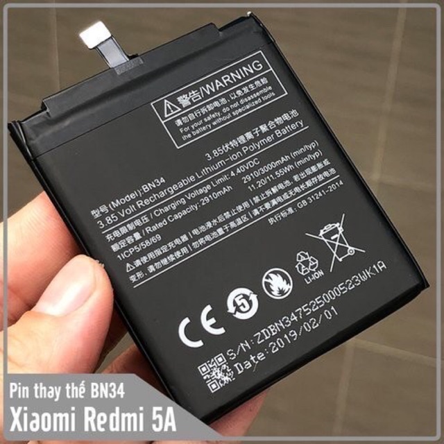 Pin xịn xiaomi redmi 5A BN34 mới 100% bảo hành 6 tháng