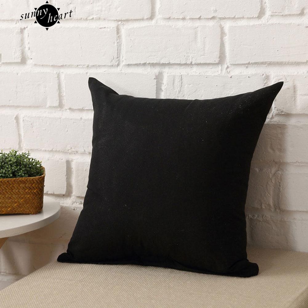 Vỏ gối vuông vải lanh màu trơn dễ thương cho trang trí sofa