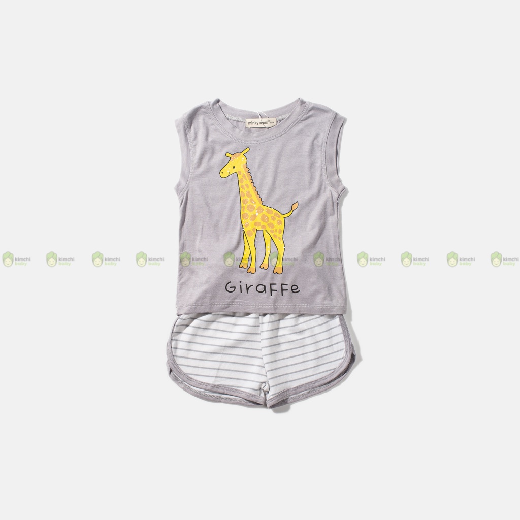 Đồ Bộ Bé Gái, Bé Trai Minky Mom Vải Thun Lạnh Hoạ Tiết Cá Heo Trắng Quần Kẻ, Bộ Ba Lỗ Cho Bé Mặc Hè MKM3LO2212