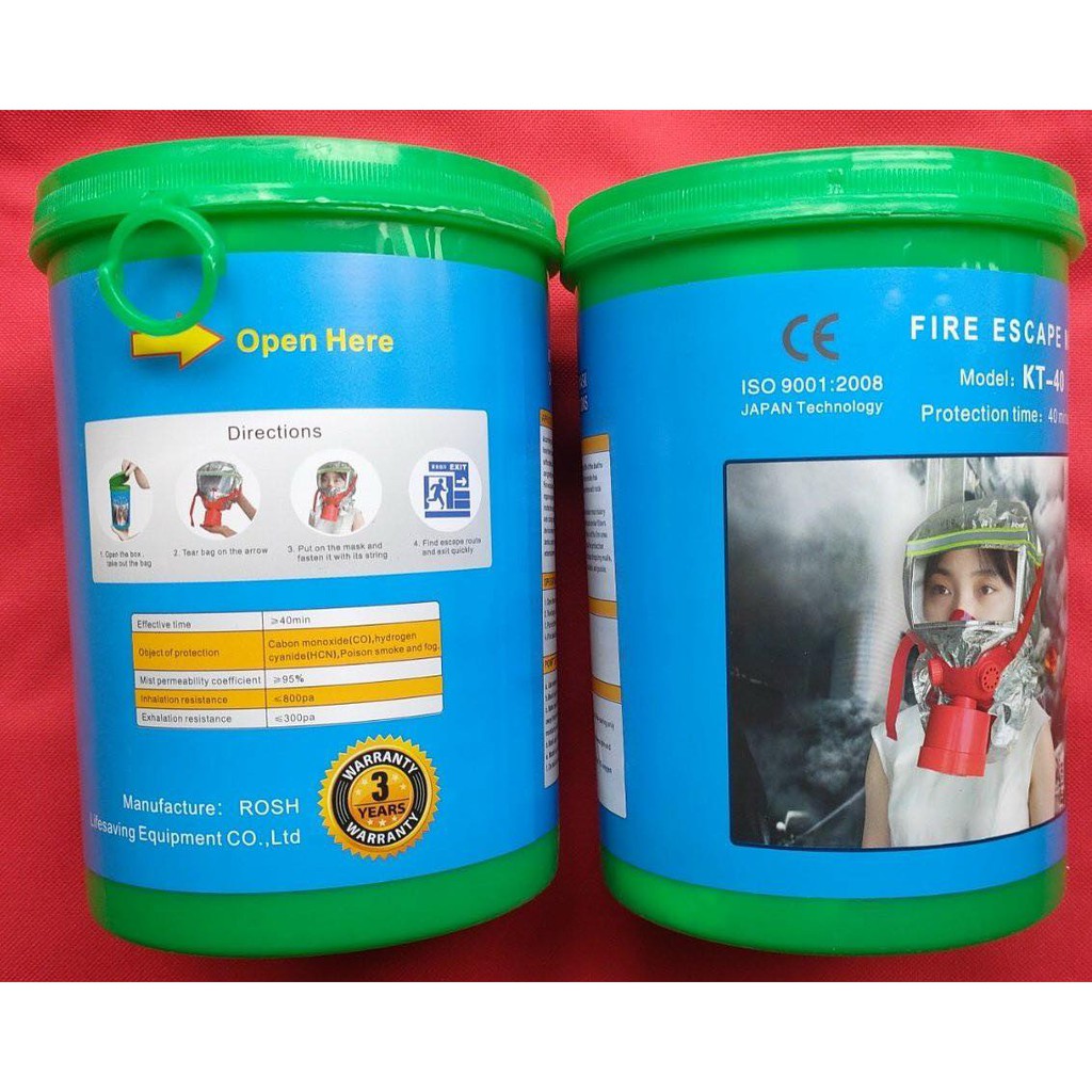 Mặt nạ phòng khói và khí độc trong thoát hiểm và dự phòng PCCC, bảo hành trọn đời sản phẩm