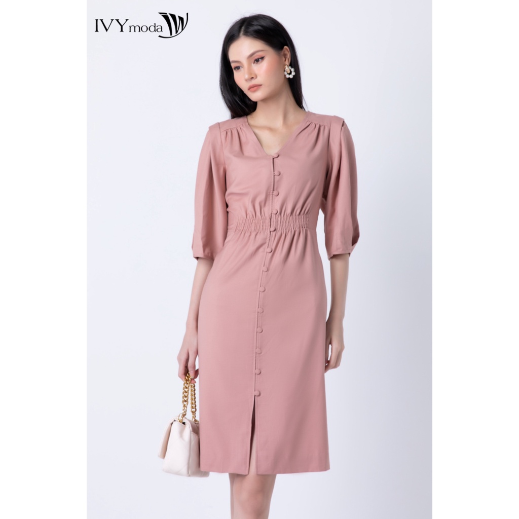 Đầm hạ eo cổ V IVY moda MS 48T0059