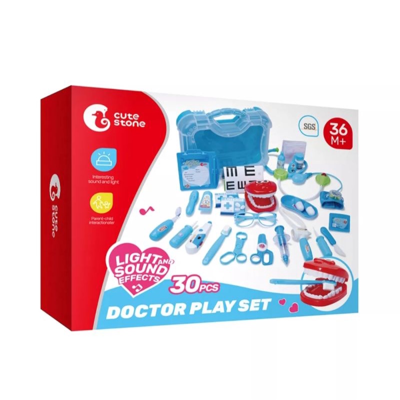 Đèn nhạc - Hộp đồ chơi nhập vai bác sĩ cho bé 30 chi tiết