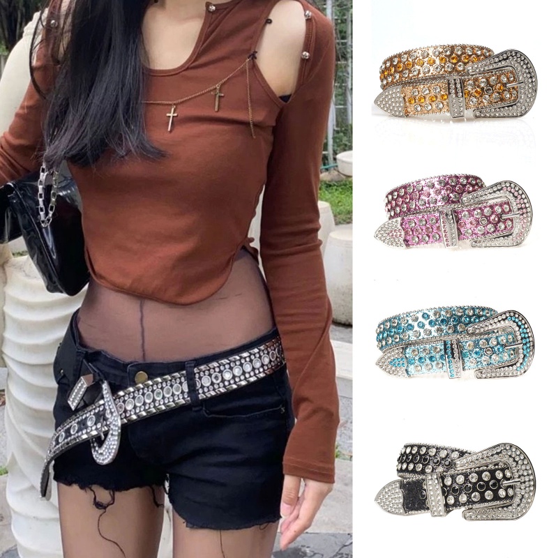 Thắt Lưng Đính Đá Pha Lê Sang Trọng Phong Cách Cao Bồi