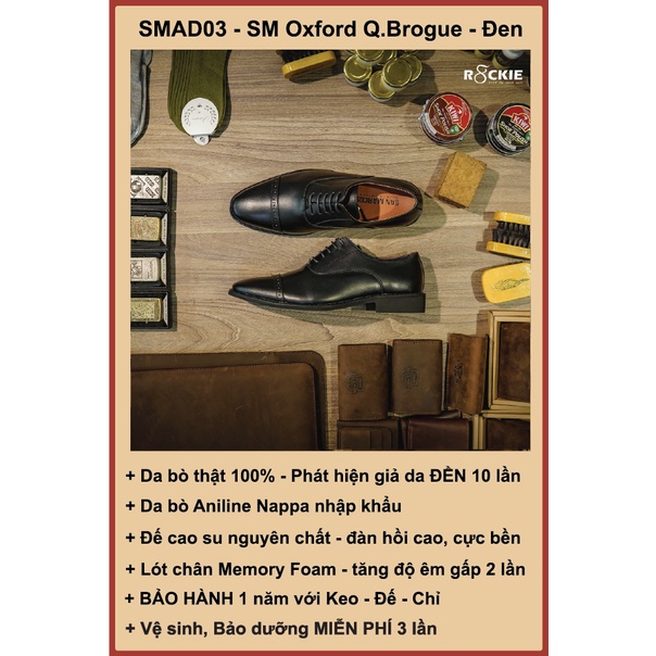 Giày tây nam da thật SM Oxford Q.Brogue - Da nappa nhập khẩu cao cấp - Giả da đền gấp 10 - SMAD03DE - R8ckie