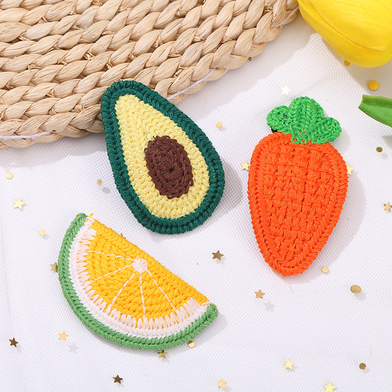 Kẹp tóc len dệt kim hình trái cây phong cách Hàn Quốc xinh xắn cho bé gái