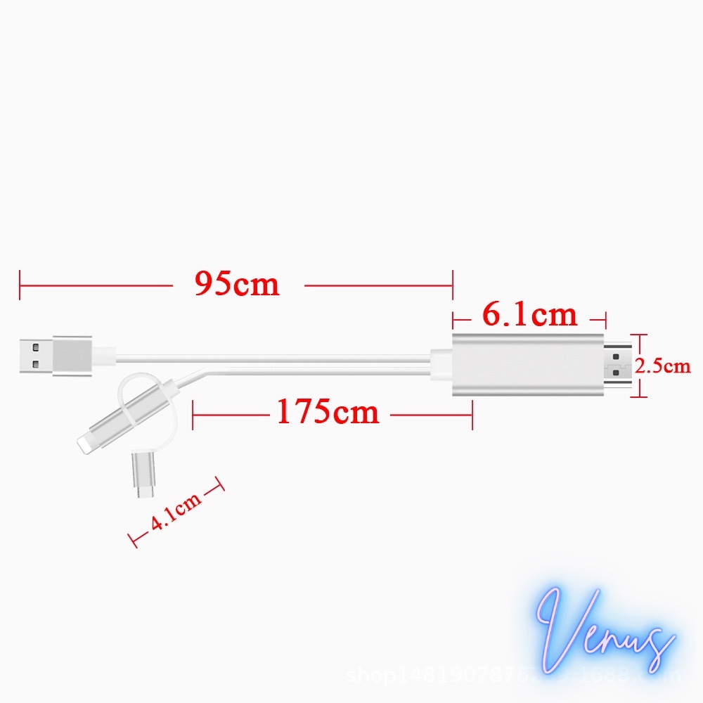 Cáp MHL 3 in 1, Dây kết nối đa năng giữa các dòng điện thoại với thiết máy chiếu và tivi