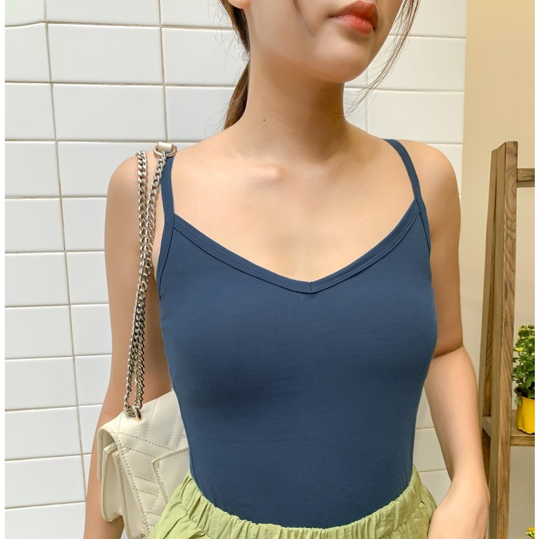 Áo 2 dây nữ cổ tim 4LOVA chất liệu thun 100% cotton dáng ôm mềm mại, quyến rũ | BigBuy360 - bigbuy360.vn