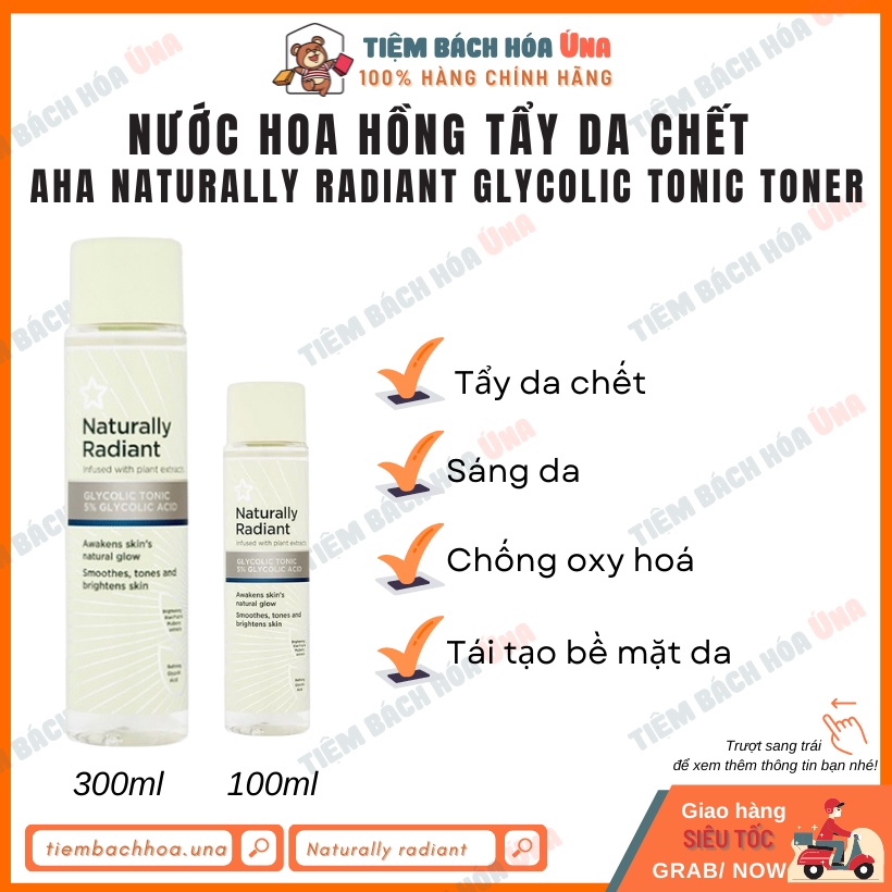 Nước hoa hồng tẩy da chết AHA Naturally Radiant Glycolic Tonic 5%